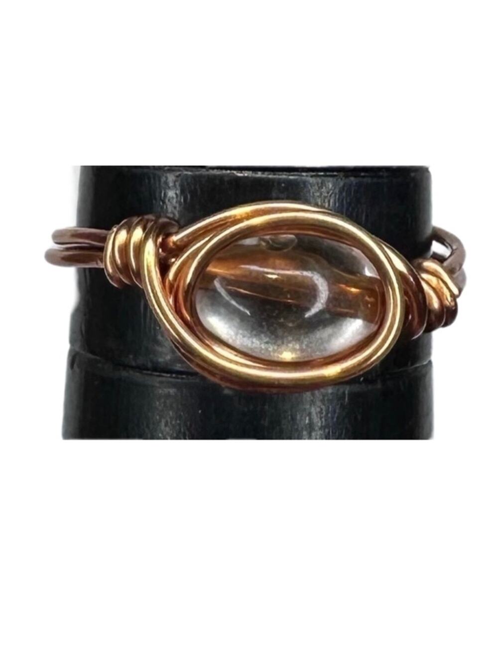 Copper ring clear bead copper wire wrap